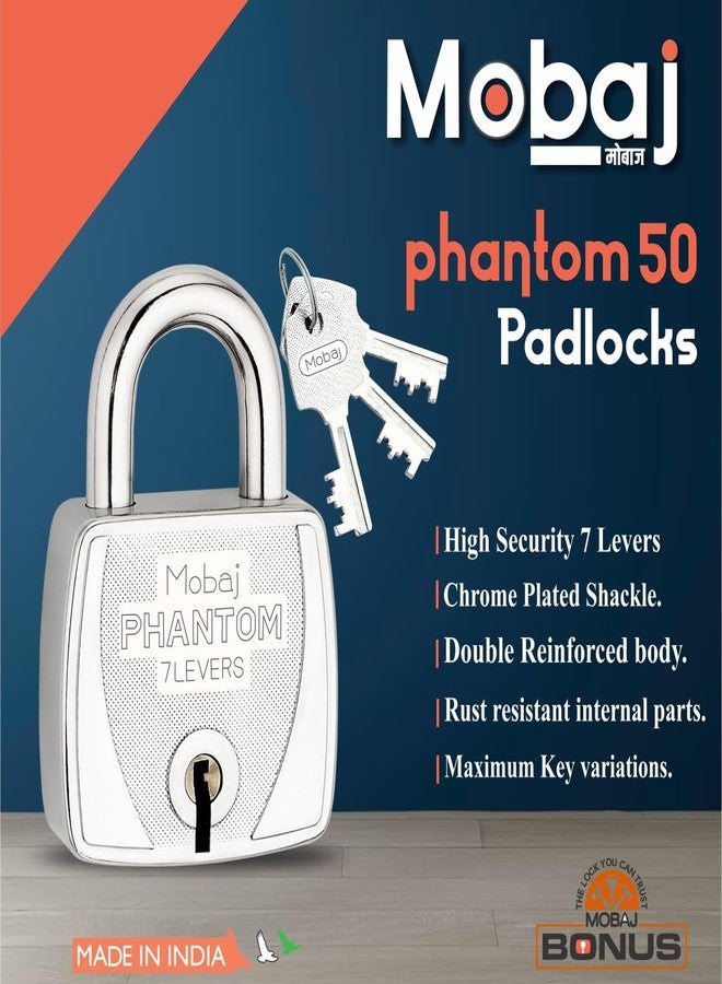Mobaj® Phantom 50MM 7 Lever 3 Keys Padlock - Image 2